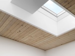 skylight in bedroom with timber roofing in auckland